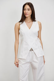 חולצת מעטפת כותנה לבן