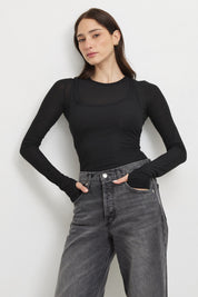 חולצת קשמיר שכבות שחורה