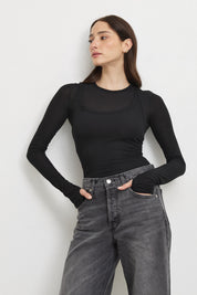 חולצת קשמיר שכבות שחורה