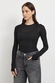 חולצת קשמיר שכבות שחורה
