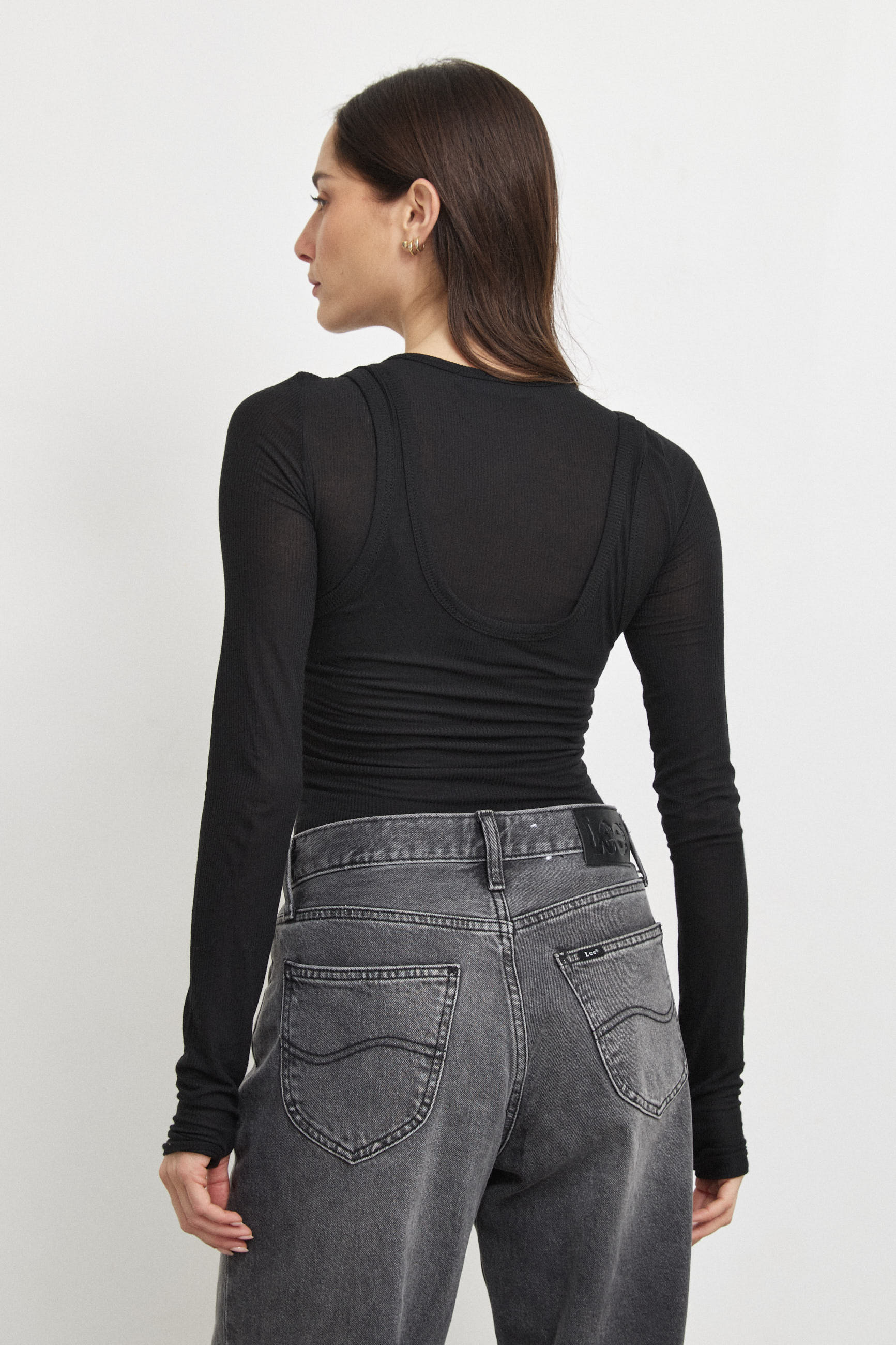 חולצת קשמיר שכבות שחורה