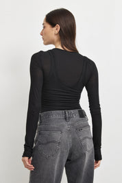 חולצת קשמיר שכבות שחורה