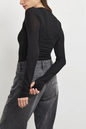 חולצת קשמיר שכבות שחורה