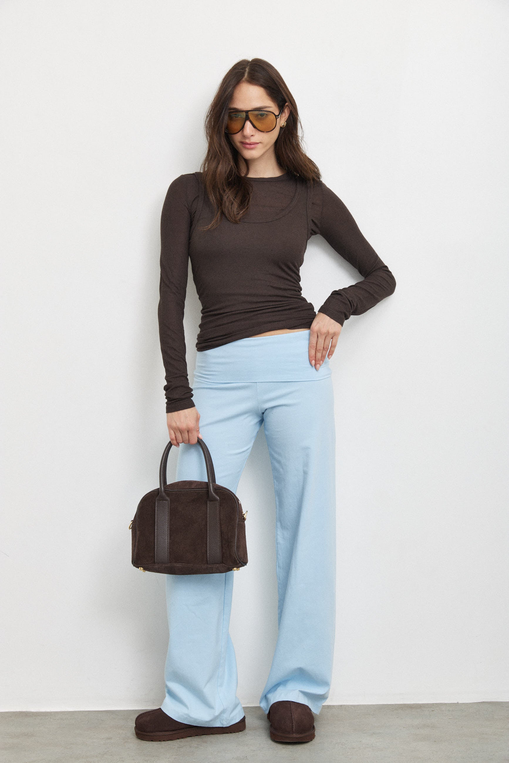 חולצת קשמיר שכבות חומה