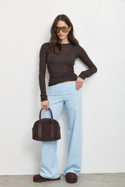 חולצת קשמיר שכבות חומה