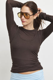 חולצת קשמיר שכבות חומה