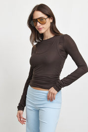 חולצת קשמיר שכבות חומה