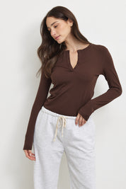 חולצת בייסיק כפתורים לומינה חומה