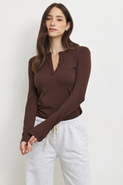 חולצת בייסיק כפתורים לומינה חומה