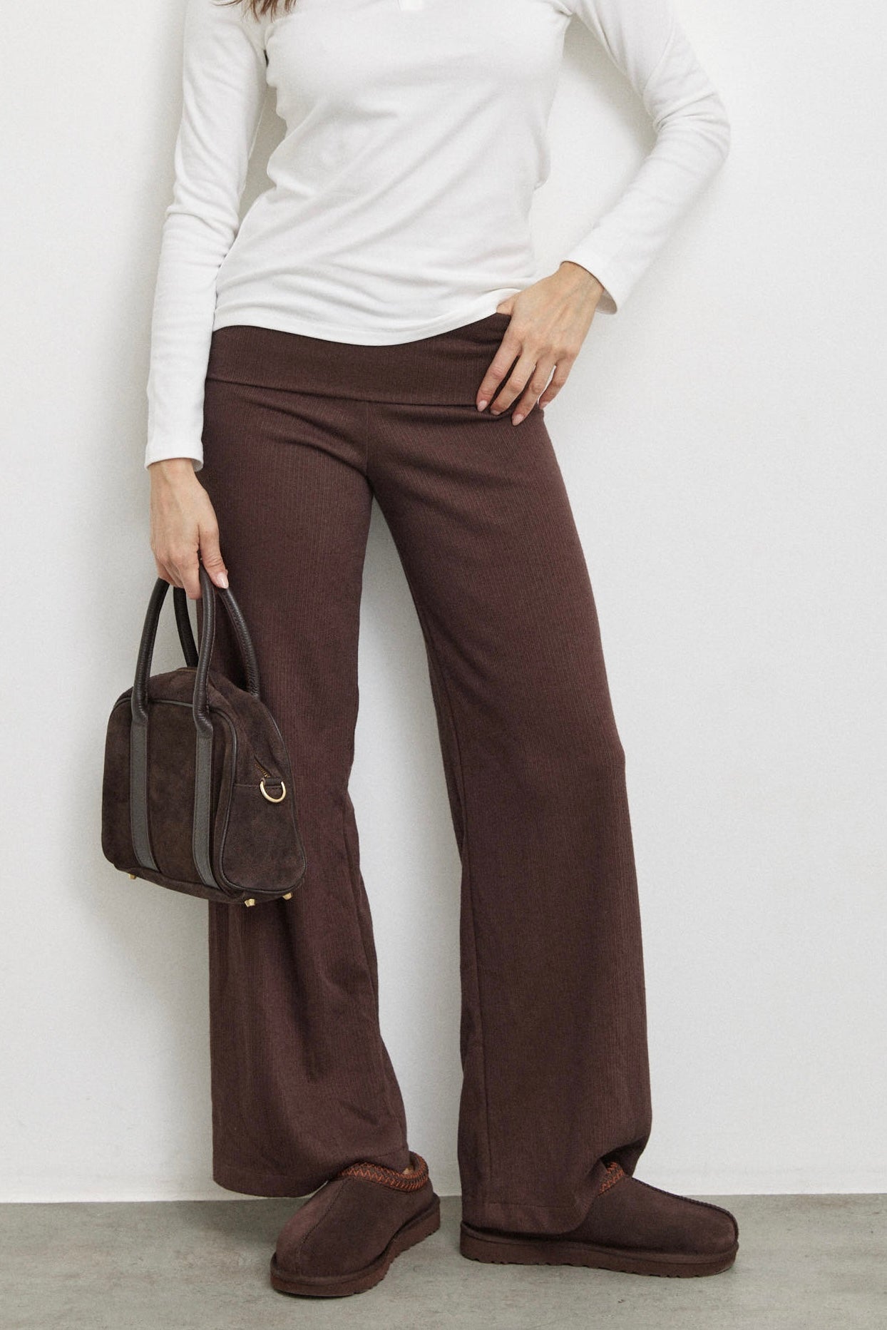 מכנסי ברנדי בד סריג דק חום