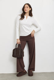 מכנסי ברנדי בד סריג דק חום