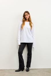 טי שירט ניקי כותנה עם שרוולים ארוכים לומינה לבן