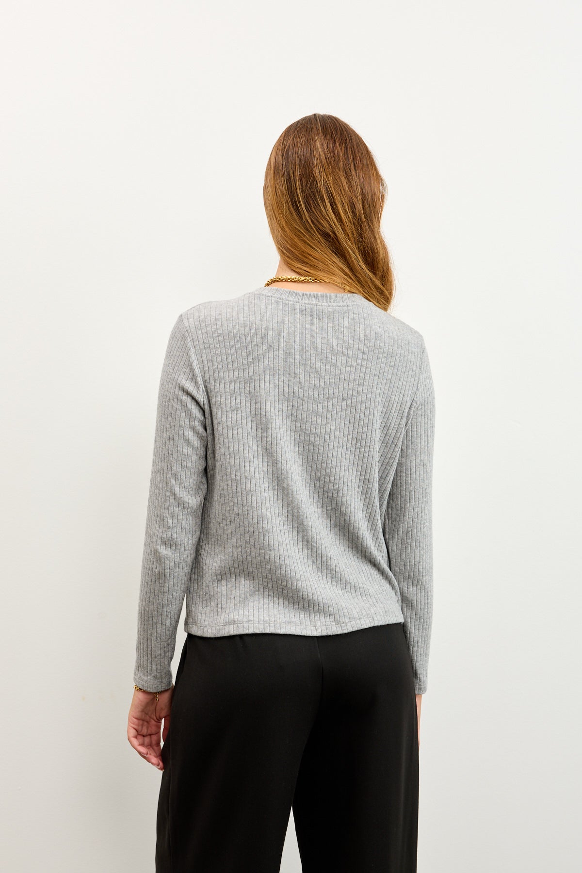 קרדיגן סריג ריב אפור