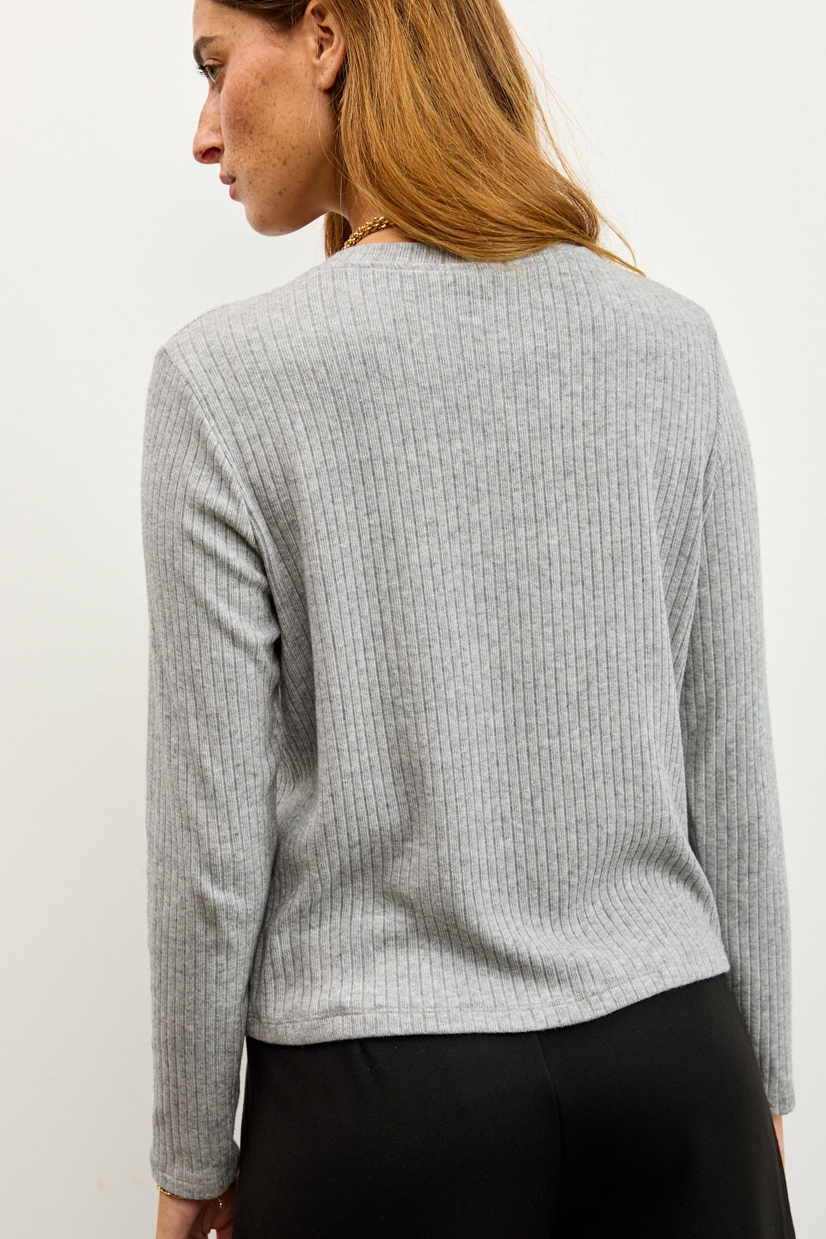 קרדיגן סריג ריב אפור