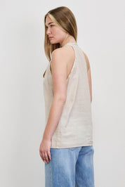 חולצת פשתן כותנה קולר בז