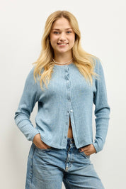 קרדיגן סריג ריב כחול