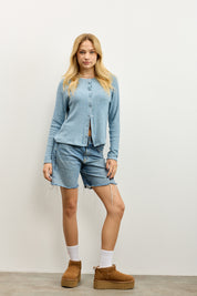 קרדיגן סריג ריב כחול