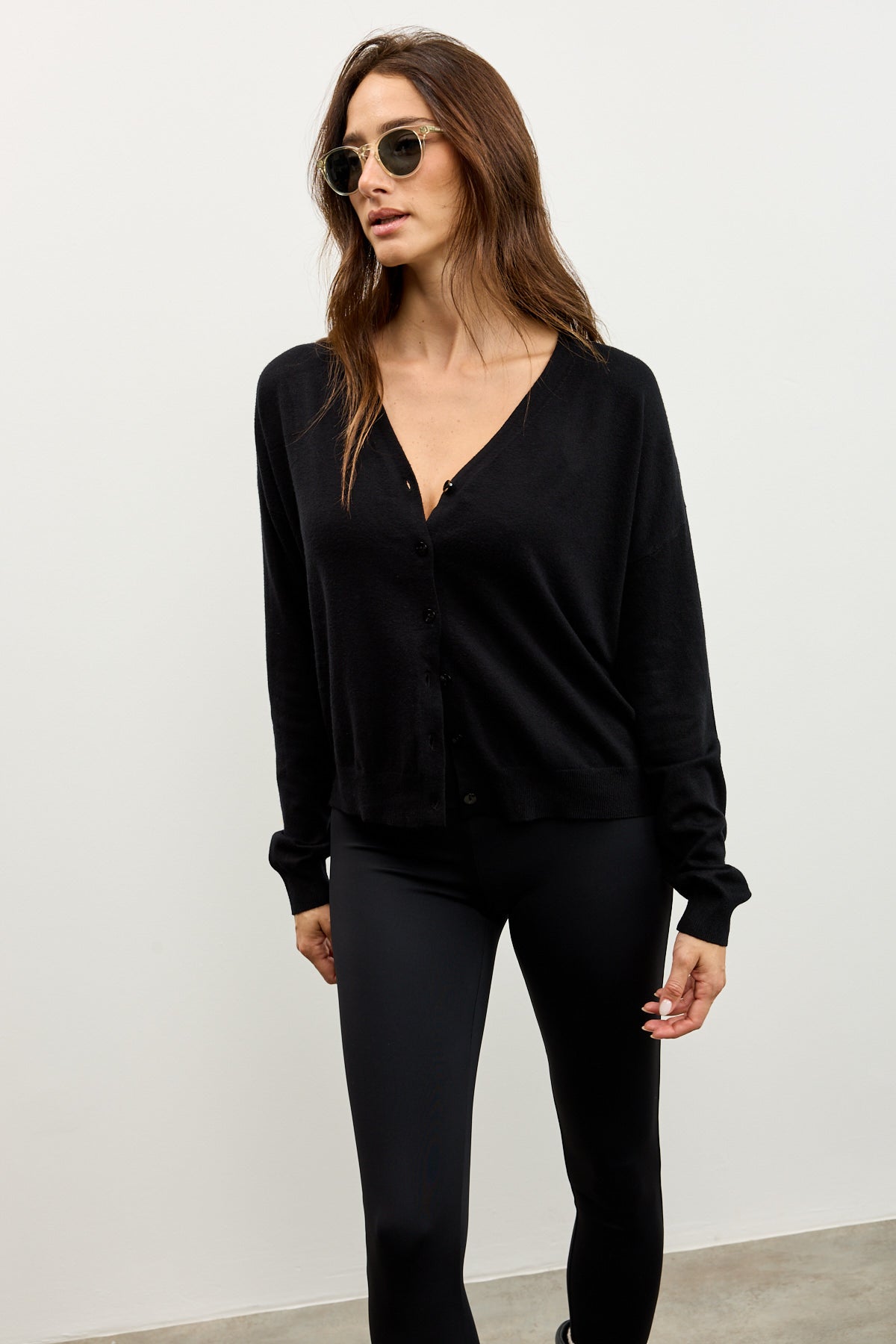 קרדיגן סריג דק שחור