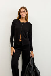 קרדיגן סריג ריב שחור