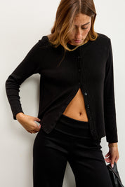 קרדיגן סריג ריב שחור