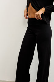 מכנסי ברנדי בד סריג דק שחור