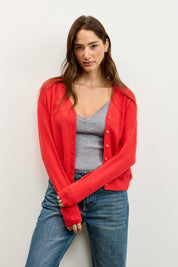 קרדיגן סריג דק אדום