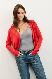 קרדיגן סריג דק אדום