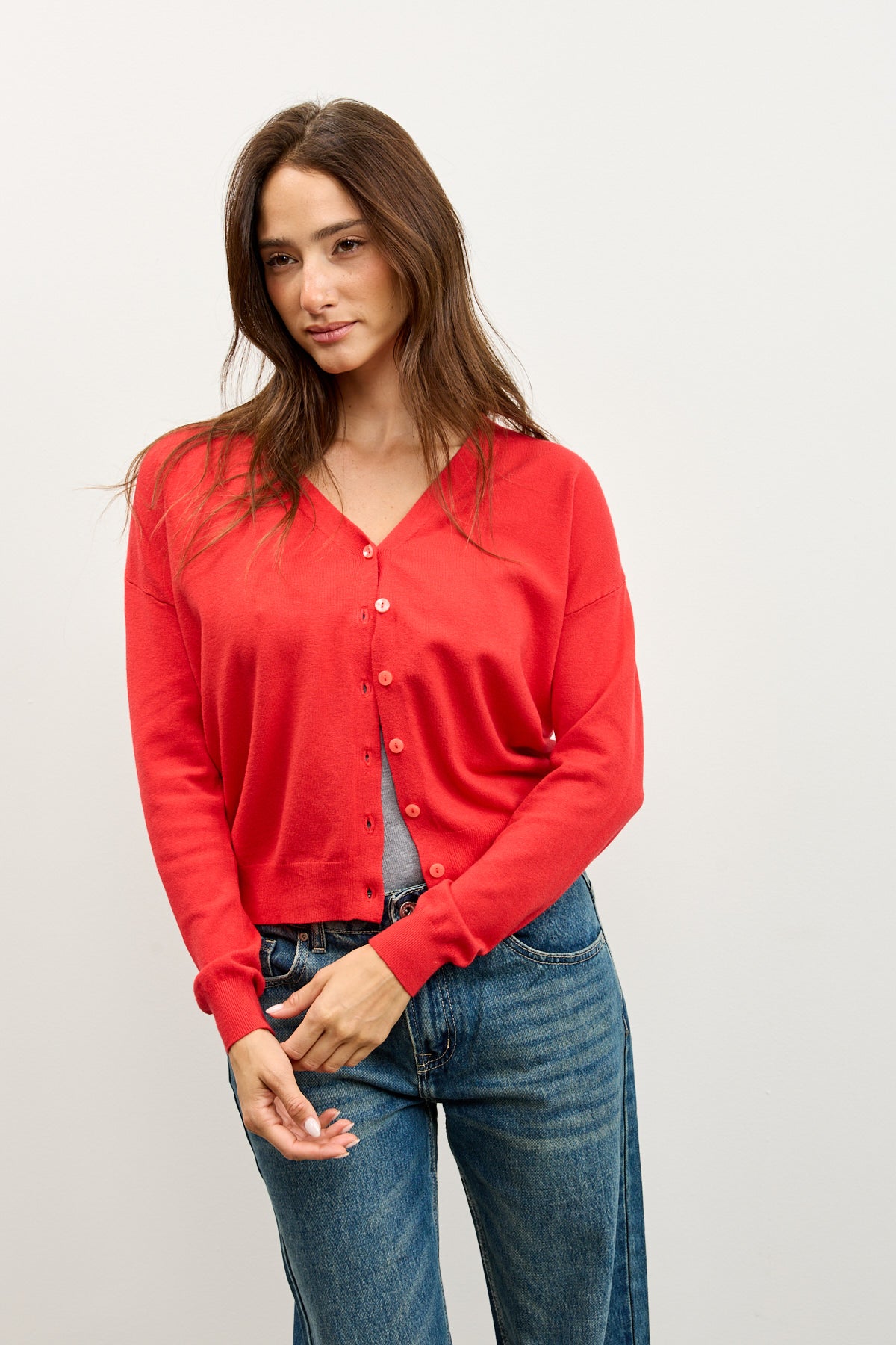 קרדיגן סריג דק אדום