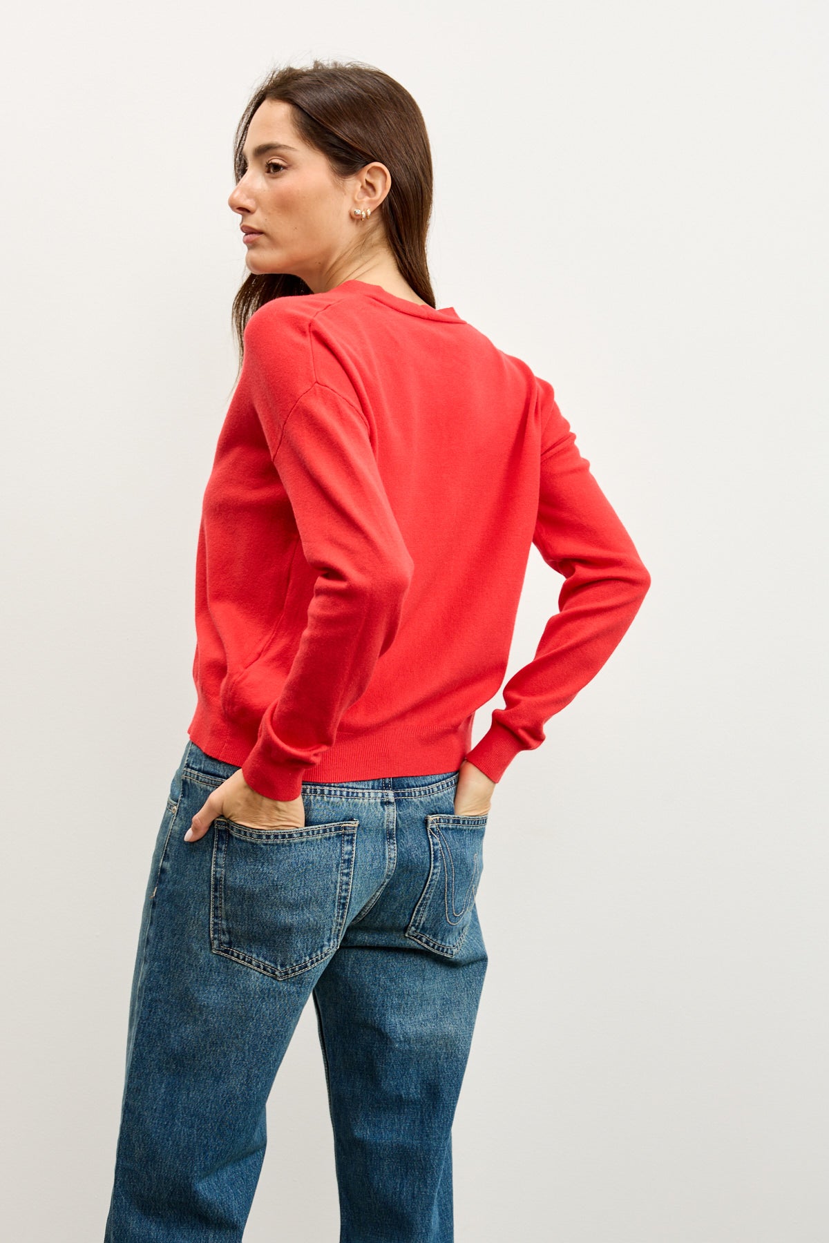 קרדיגן סריג דק אדום