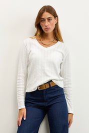 חולצת בייסיק וי בלה לבן