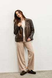 מכנסי ברנדי בד סריג דק בז