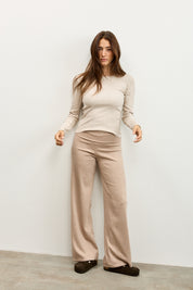 מכנסי ברנדי בד סריג דק בז