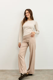 מכנסי ברנדי בד סריג דק בז