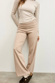 מכנסי ברנדי בד סריג דק בז