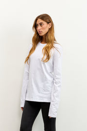 טי שירט ניקי כותנה עם שרוולים ארוכים לומינה לבן