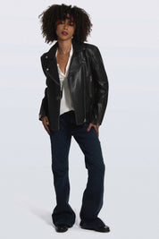 מעיל עור שחור‏ HARPER JACKET BLACK STONE