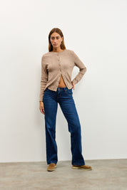 קרדיגן סריג ריב מוקה