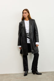 מעיל עור טרנץ׳ MELINDA OVERSIZE KNEE LENGTH LEATHER BLAZER