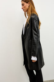 מעיל עור טרנץ׳ MELINDA OVERSIZE KNEE LENGTH LEATHER BLAZER