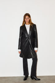 מעיל עור טרנץ׳ MELINDA OVERSIZE KNEE LENGTH LEATHER BLAZER