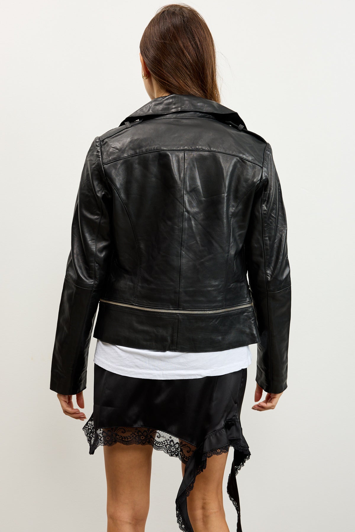 מעיל עור מתכוונן שחור AUGUSTINE ADJUSTABLE LEATHER BIKER