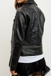 מעיל עור מתכוונן שחור AUGUSTINE ADJUSTABLE LEATHER BIKER