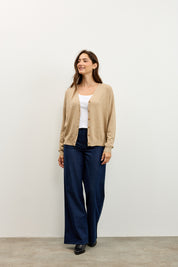 קרדיגן סריג דק מוקה