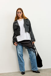 טוניקת תחרה אסימטרית שחורה