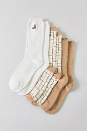 מארז 3 זוגות גרבי UGG Classic Crew שמנת ובז