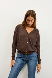 קרדיגן סריג דק חום