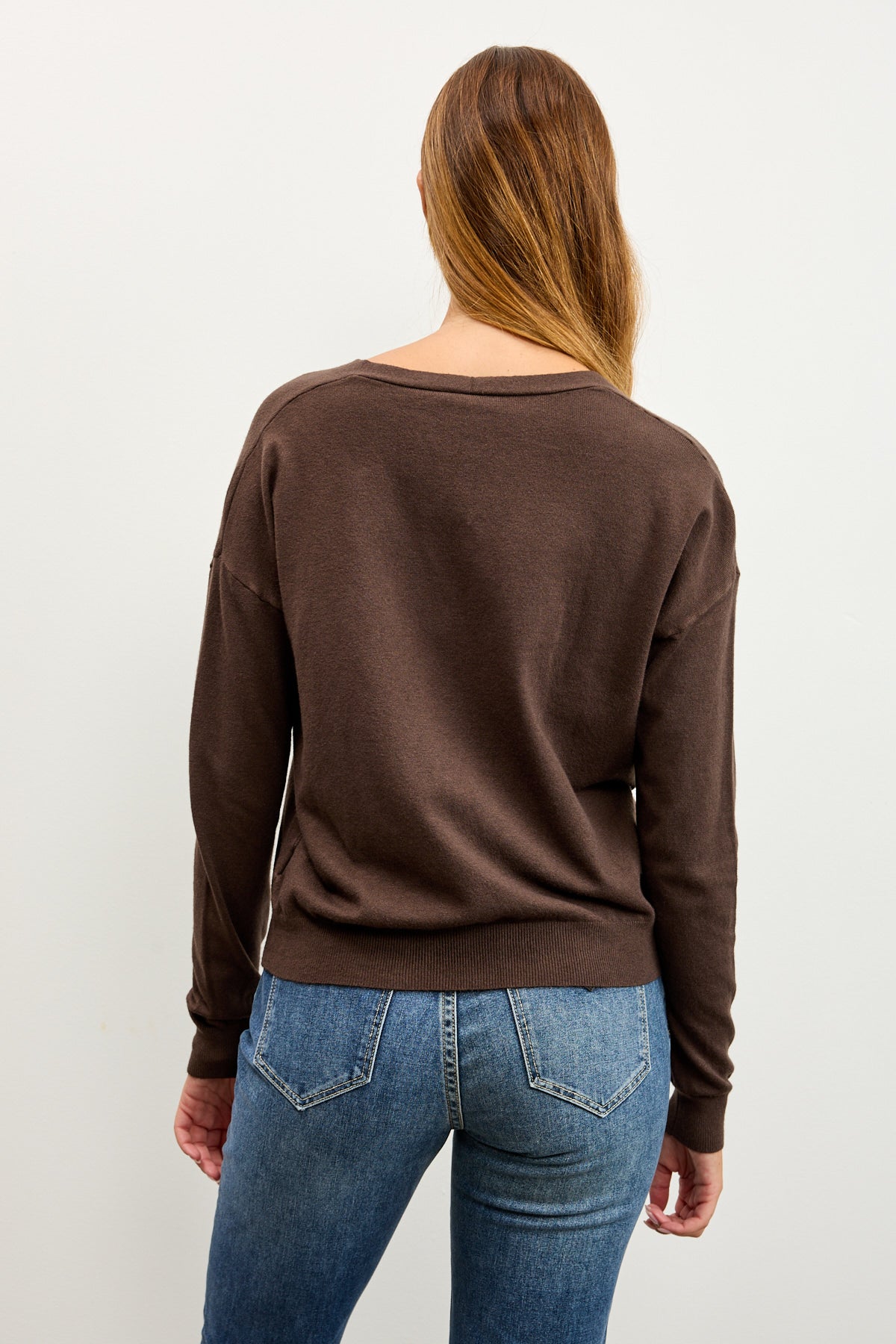 קרדיגן סריג דק חום