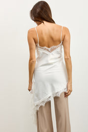 טוניקת תחרה אסימטרית לבנה