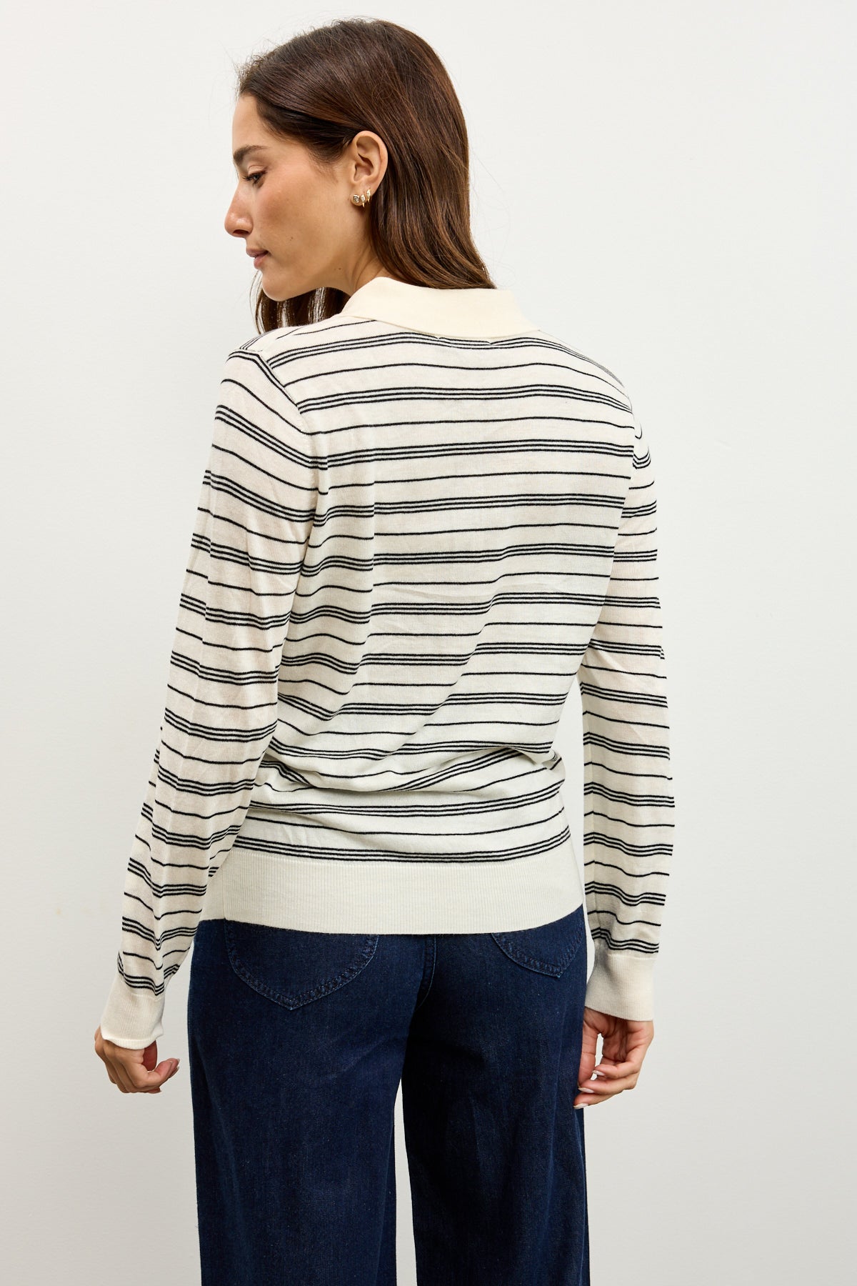 סריג פולו פסים שחור