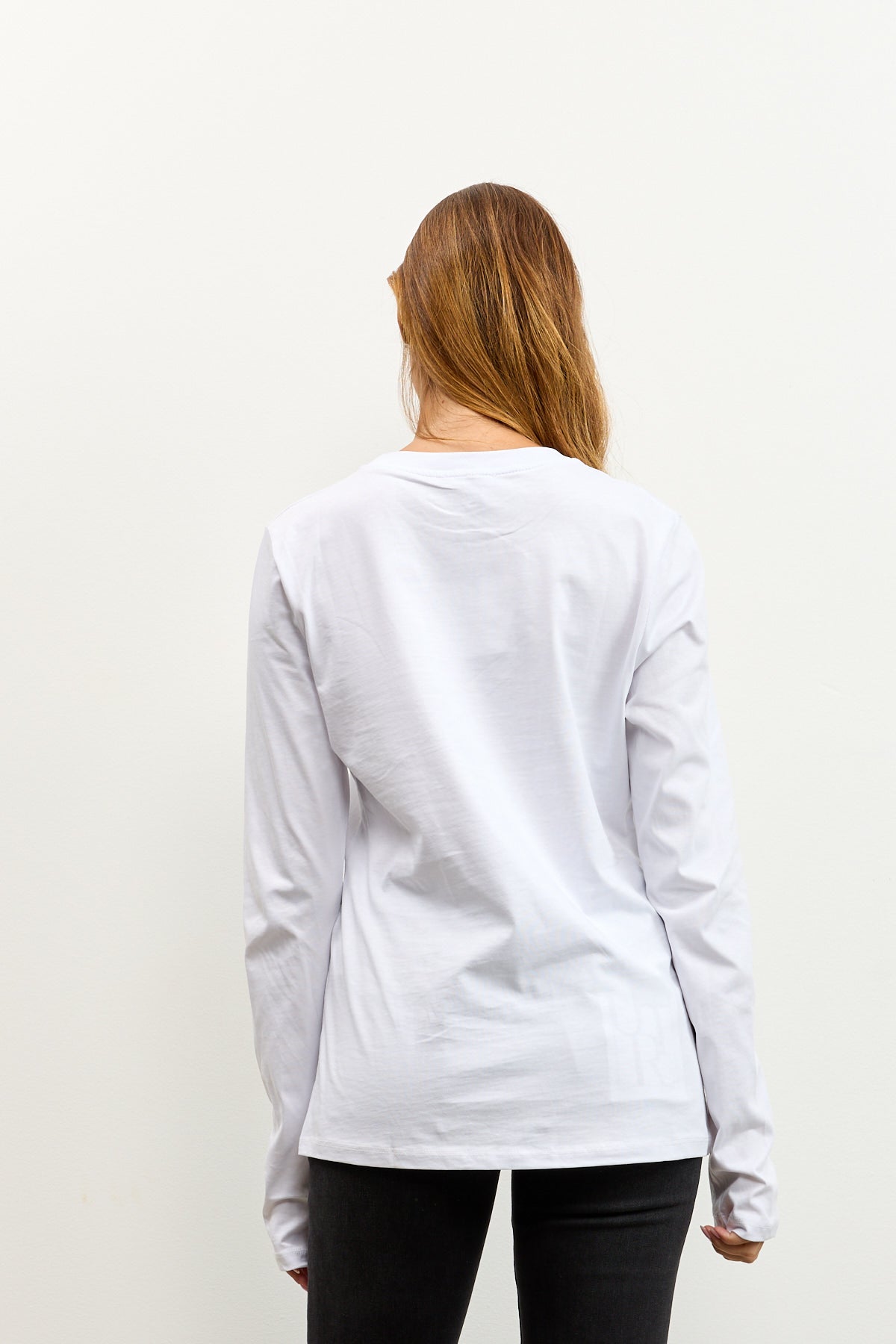 טי שירט ניקי כותנה עם שרוולים ארוכים לומינה לבן